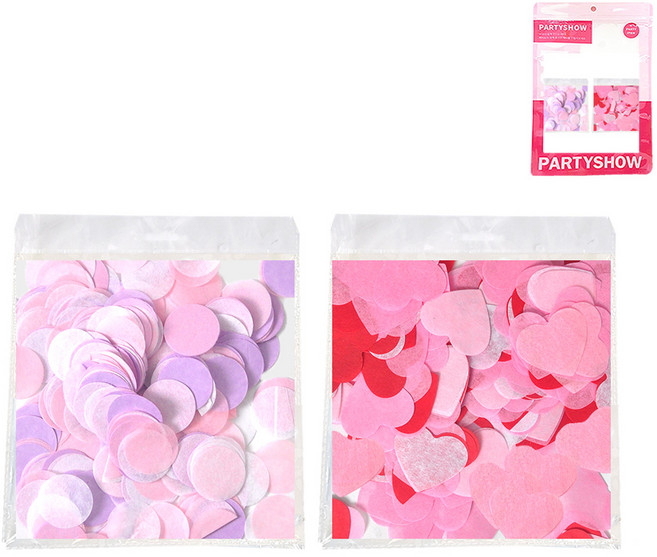 파티쇼 대용량 종이 컨페티 원형 2.5cm 200g + 하트 2.5cm 200g 세트, 러블리패턴(원형), 혼합색상(하트), 1세트