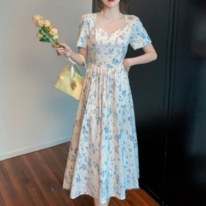 페이퍼먼츠 복고풍 스퀘어넥 패턴 원피스 04874