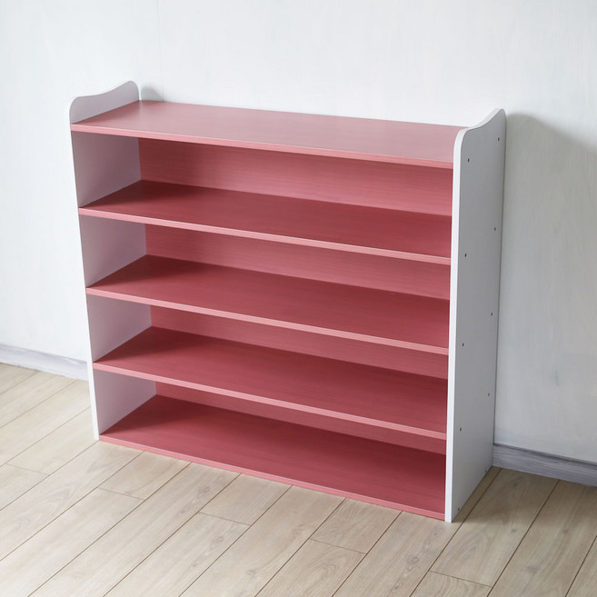 양지가구 라운드 책장, 진달래, 4단