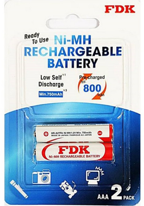 에프디케이 니켈수소 AAA 충전지 800mAh, 2개입, 1개