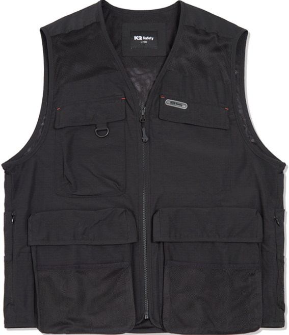 K2세이프티 워크웨어 안전 조끼 VE-2601, Black, 1개