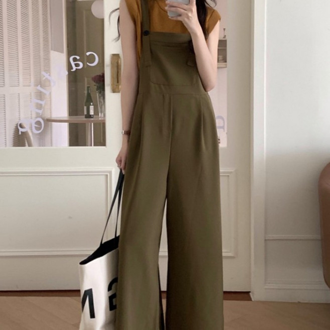 메이첼 힐스티 캐주얼 와이드 멜빵 바지 02050