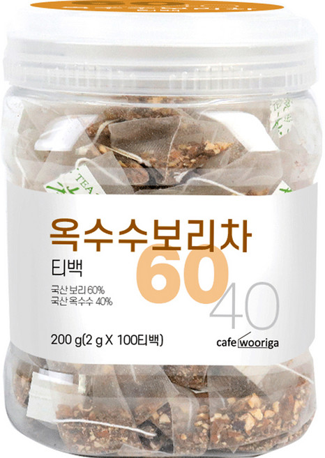 wooriga. 韓國產玉米大麥茶包, 2g, 100入, 1罐, 2g