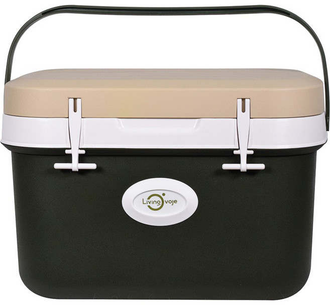 리빙오보제 캠핑 아이스박스, 카키 + 베이지, 25L
