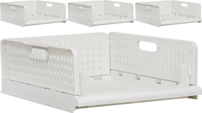 올유리빙 접이식 슬라이딩 의류정리대, 아이보리, 소형(33 x 44 x 14 cm), 4개