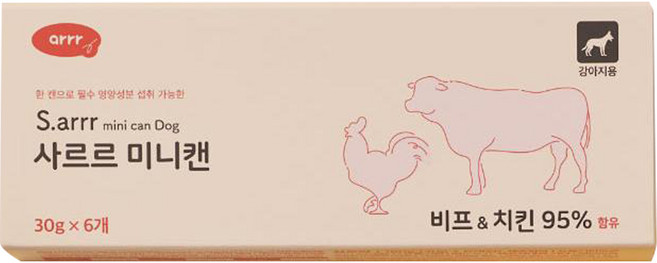 동원아르르 강아지 사르르 미니캔 독 6p, 혼합맛(비프/치킨), 180g, 1개