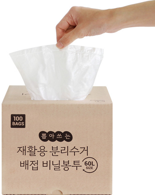 네이쳐리빙 뽑아쓰는 티슈형 분리수거 배접 비닐봉투 100p, 60L, 1개