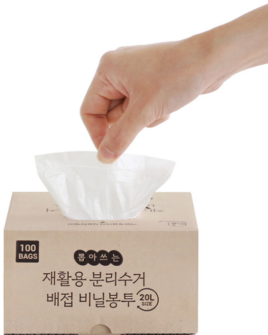 네이쳐리빙 뽑아쓰는 티슈형 분리수거 배접 비닐봉투 100p, 20L, 1개