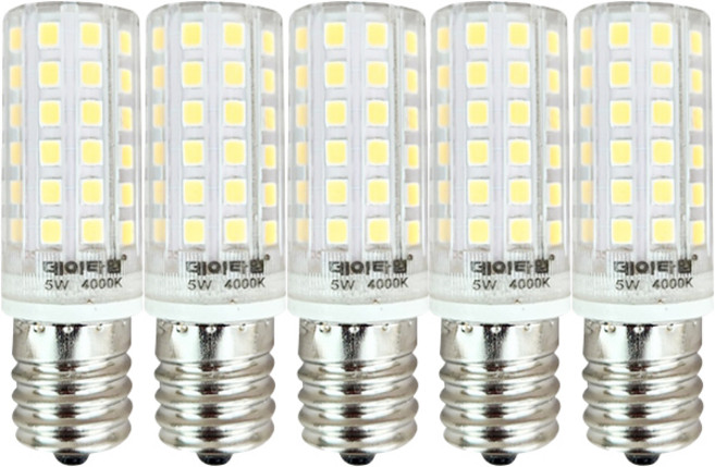 DAYTIME 미니 콘램프 6줄 5W E17 AL-6606D-T20D-5D, 주광색, 5개