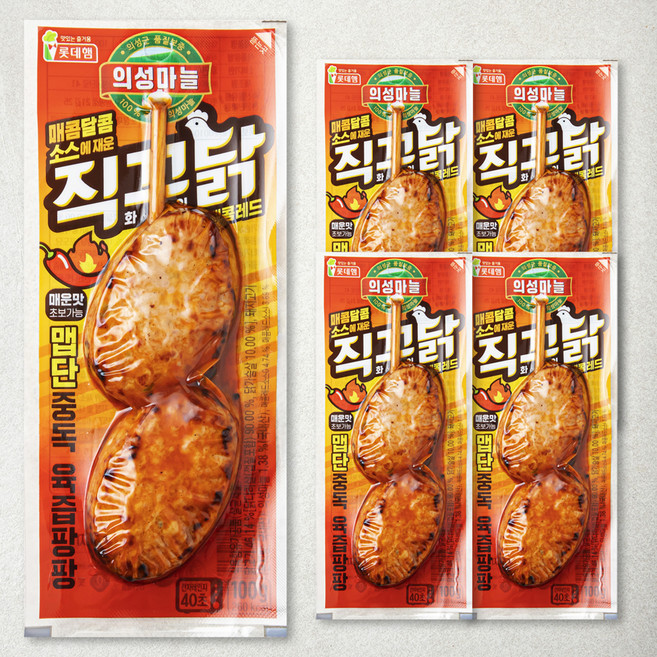 롯데햄 의성마늘 직꾸닭 매콤레드, 100g, 5개