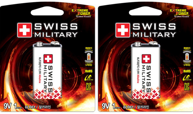 스위스밀리터리 알카라인 9V 카드형 건전지, 1개입, 2개