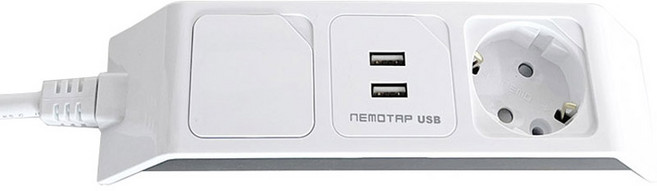 네모탭 일반충전 2구 A타입 SY-NA2 USB 2, 3m, 모던화이트, 1개