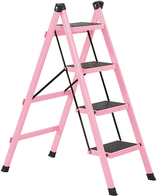 코끼리리빙 소형 접이식 미니 사다리 4단 핑크, 1개