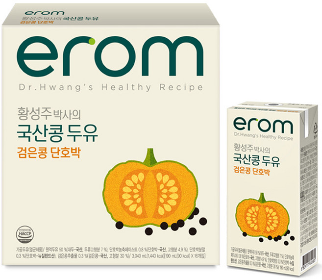 이롬 황성주 박사의 국산콩 두유 검은콩 단호박, 190ml, 16개