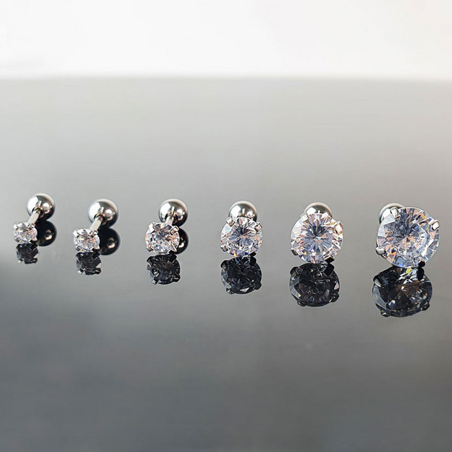 젤루나 여성용 써지컬 큐빅 볼 바벨 피어싱 P-09 6종세트