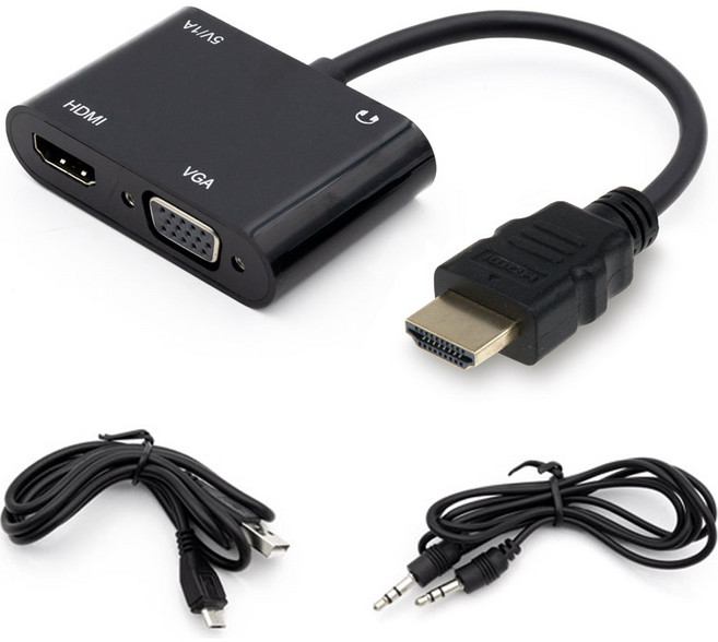 컴스 HDMI to HDMI VGA 동시출력 오디오 지원 컨버터, FW241