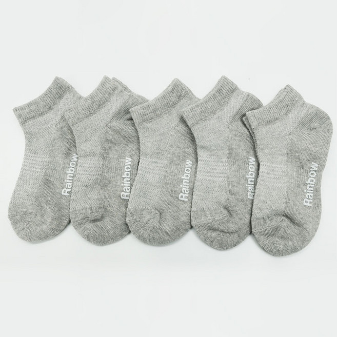 지앤 아동용 무지 스포츠 발등망사 발목 양말 5켤레 세트