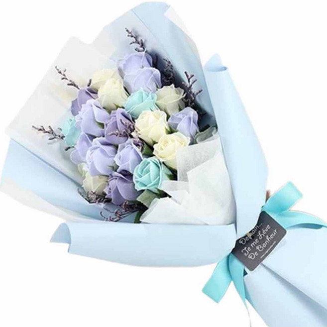 립바 바네사 20송이 비누 꽃다발, 블루