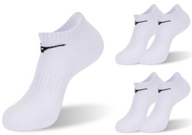 미즈노 솔리드 더블 쿠션 스니커즈 스포츠 양말, 화이트, 5개