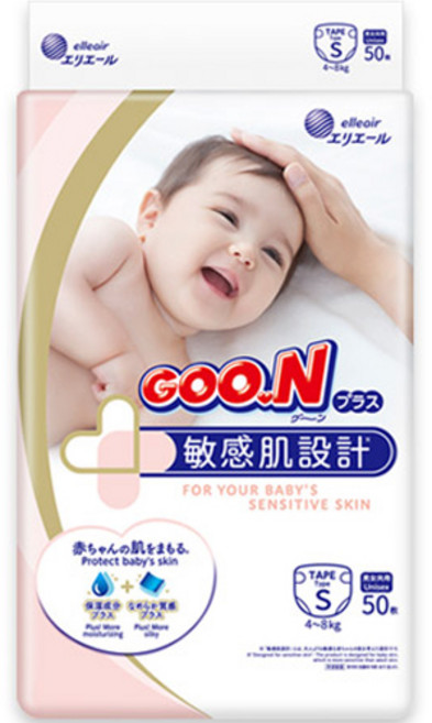 군 플러스 테이프형 기저귀 유아용, 소형(S), 50매