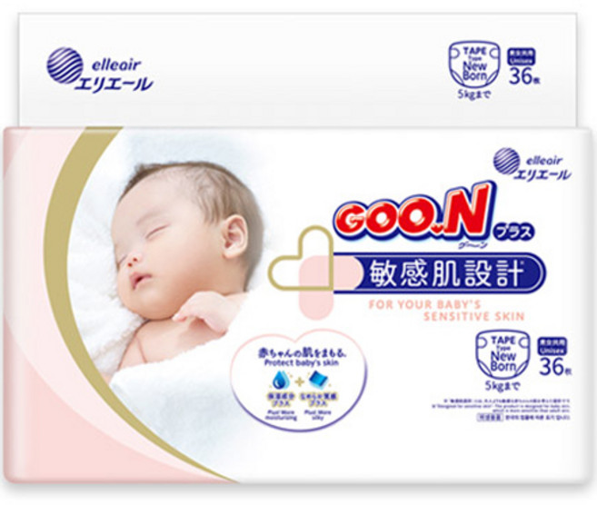군 플러스 테이프형 기저귀 유아용, 신생아용(NB), 36매