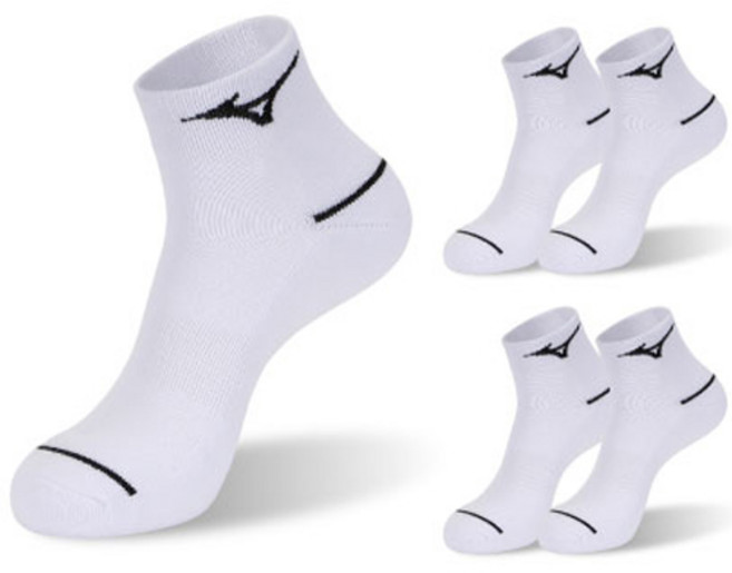 미즈노 여성용 라인 더블 쿠션 단목 스포츠 양말 5족 세트, 화이트, 1개