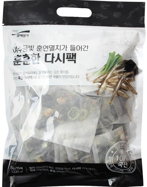 청해명가 여수금빛 훈연멸치가 들어간 훈훈한 다시팩 15p, 225g, 1개