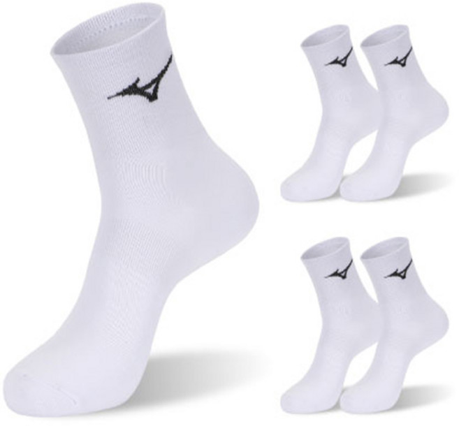 미즈노 스피드 미드 스포츠 양말, 화이트, 5세트