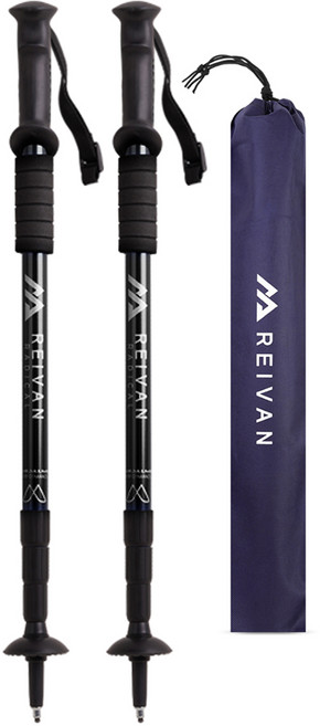 라이반 레디컬 리얼 일자형 4단 등산스틱 2p, 블랙, 1개