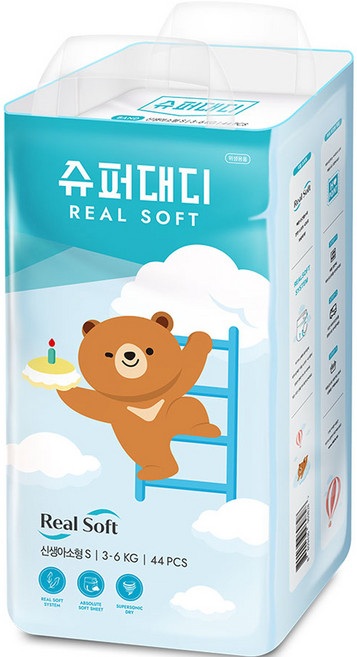슈퍼대디 리얼소프트 밴드형 기저귀 신생아, 신생아용(NB), 44매