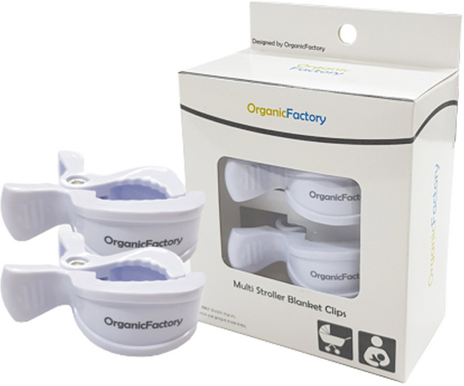 오가닉팩토리 다용도 유모차 블랭킷 클립 2p, 화이트, 1개