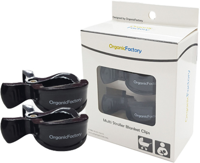 오가닉팩토리 다용도 유모차 블랭킷 클립 2p, 블랙, 1개