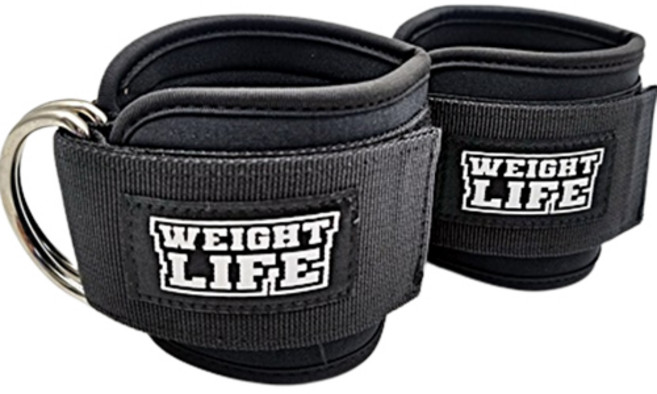 웨이트라이프 헬스 발목 스트랩 2p, 블랙, 1세트