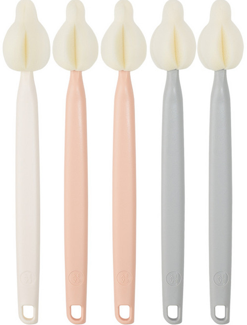 베이비앤아이 크림 롱 젖꼭지솔 5종 세트, 1세트, 핑크그레이