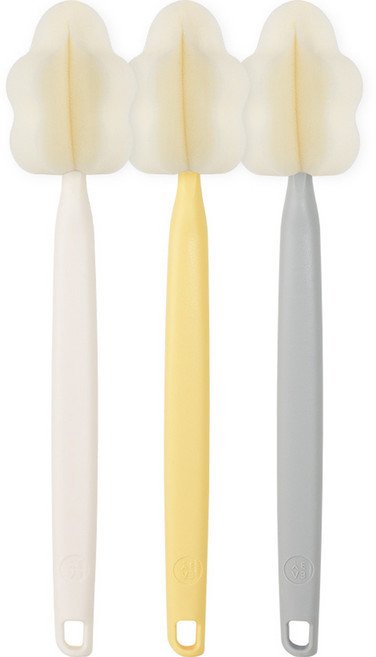 베이비앤아이 유아용 크림 롱 젖병솔 3종 세트, 머스타드그레이, 1세트