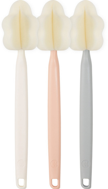 베이비앤아이 유아용 크림 롱 젖병솔 3종 세트, 핑크그레이, 1세트