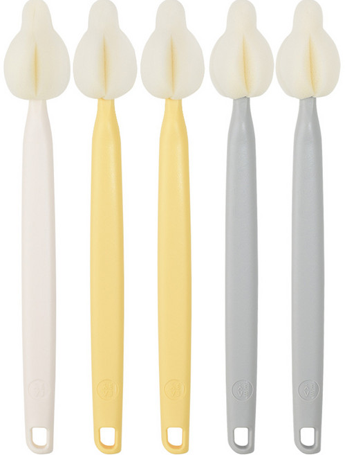 베이비앤아이 크림 롱 젖꼭지솔 5종 세트, 1세트, 머스타드그레이