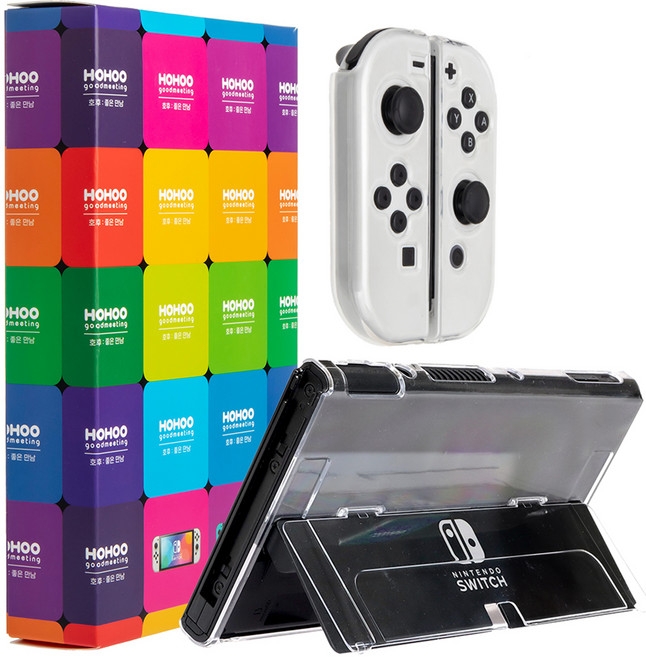 호후 닌텐도 스위치 OLED 젤하드 케이스 풀커버 투명 슬림핏 커버, 1개