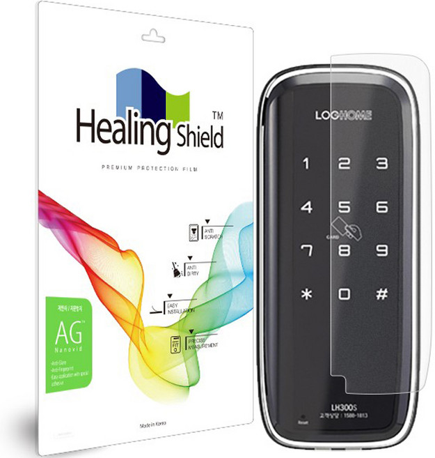 힐링쉴드 도어락 저반사 지문방지 액정보호필름 세트, 에버넷 LH300GC-SN, 1세트
