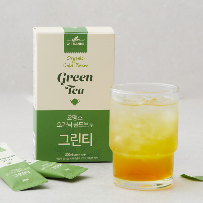 오땡스 유기가공식품 인증 콜드브루 그린티 스틱, 20ml, 10개