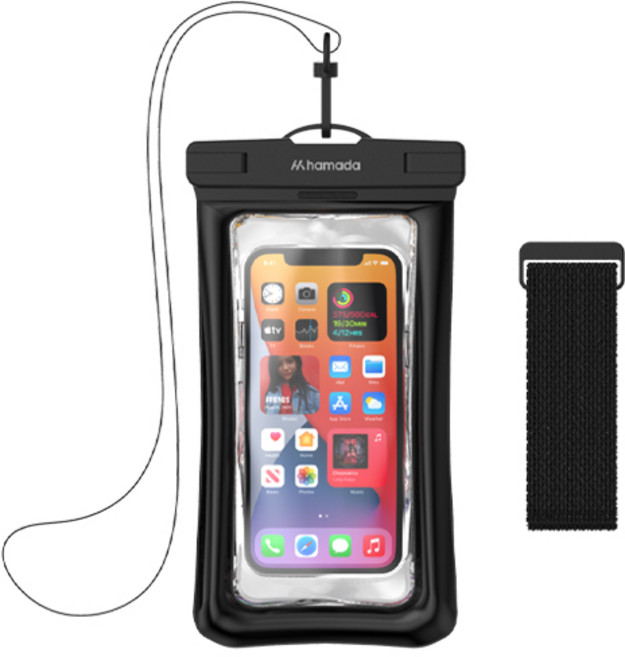 hamada 프리미엄 대형 스마트폰 방수팩+암밴드, 블랙, 1개