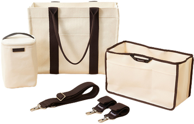 베베핏 토트 앨리 기저귀 가방 + 이너 + 숄더 스트랩 + 보냉백 + 유모차고리 2p 세트, 딥브라운