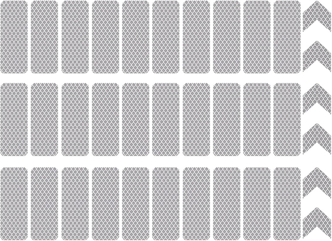 야간 반사 스티커 직사각 30p + 화살표 6p 세트, 1세트, 실버