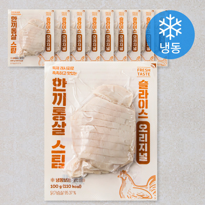 한끼통살 스팀 슬라이스 오리지널 닭가슴살 (냉동), 100g, 1개입, 10개