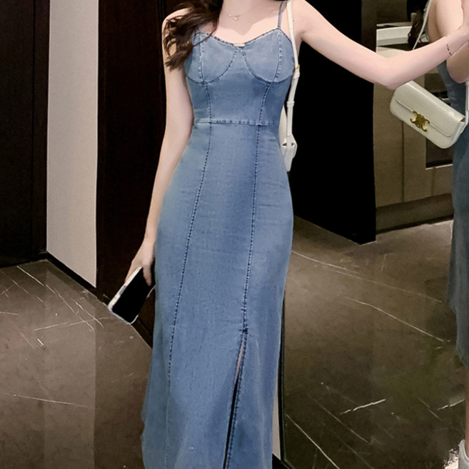 비비에모 뷔스티에 섹시청순 트임 통기성 민소매 원피스 03332