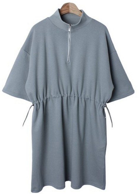 시크블랙 자리아 아노락 반팔 루즈핏 스트링 원피스 cpops8856k34