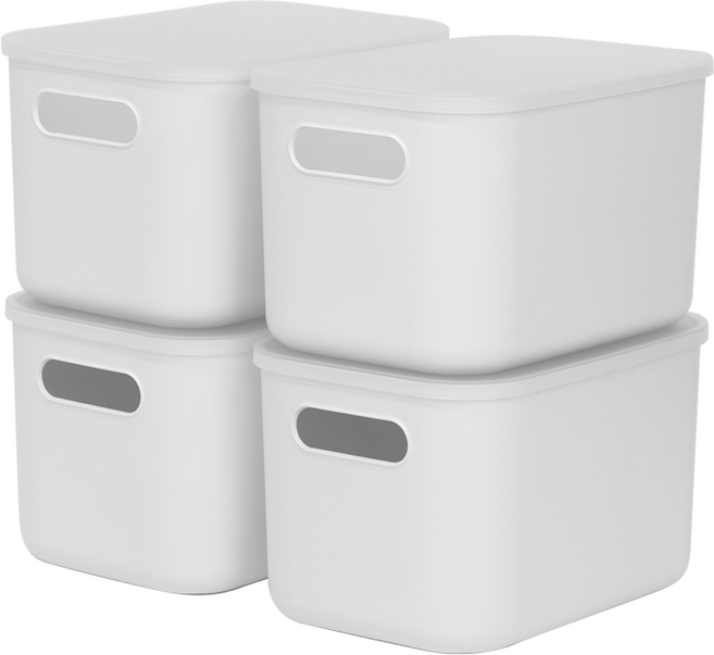 팬트리 수납함, 화이트, 소(18.5 x 26.5 x 16.2 cm), 4개