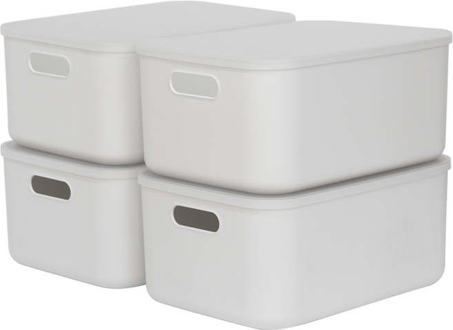 팬트리 수납함, 화이트, 중(26.5 x 37 x 16.5 cm), 4개