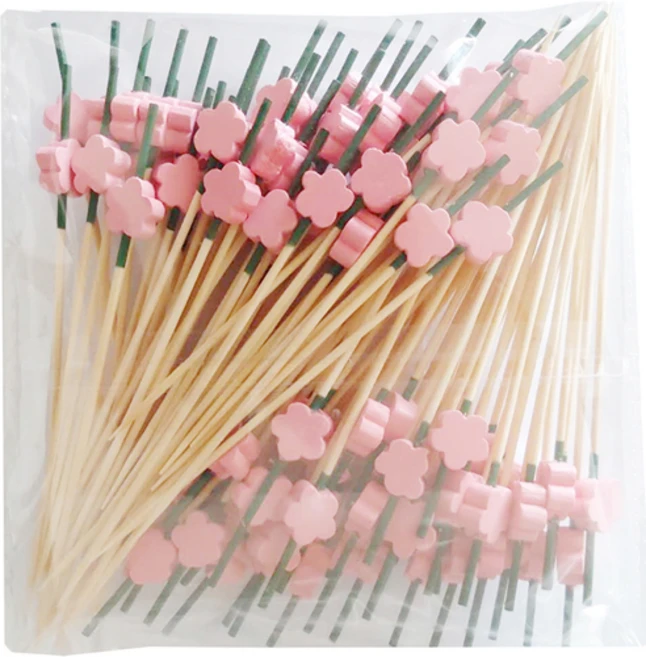 대나무 매화꽃 도시락픽 핑크 12cm MP098, 100개입, 1개 - 쿠팡