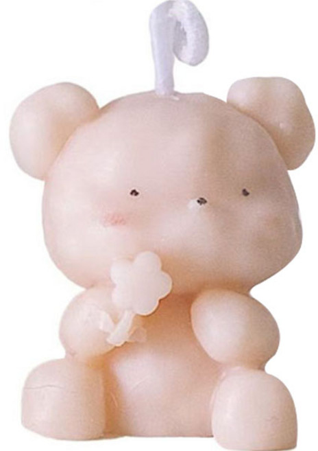 로새 곰돌이 석고 캔들 베이킹 실리콘 몰드, 꽃을 든 곰돌이